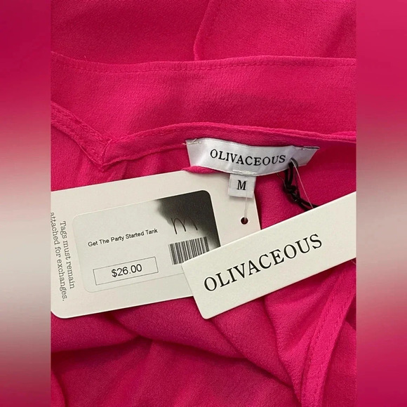 🌸 OLIVACEOUS Get the Party Started Hot Pink Medium Tank - Picture 6 of 6
